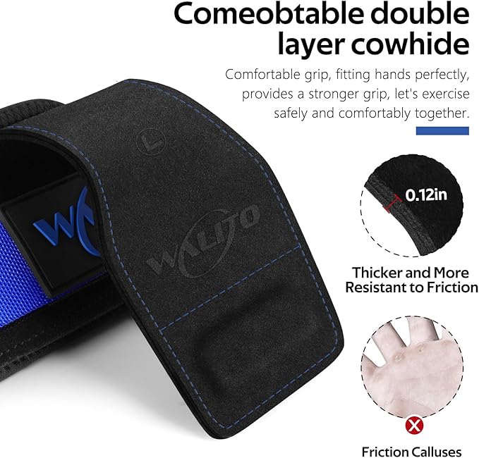 Weight Lifting Wrist Strap，Double Layer Leather Wrist Wraps with Neoprene Padding for Weightlifting & Deadlifts – Adjustable Gym Straps for Men & Women