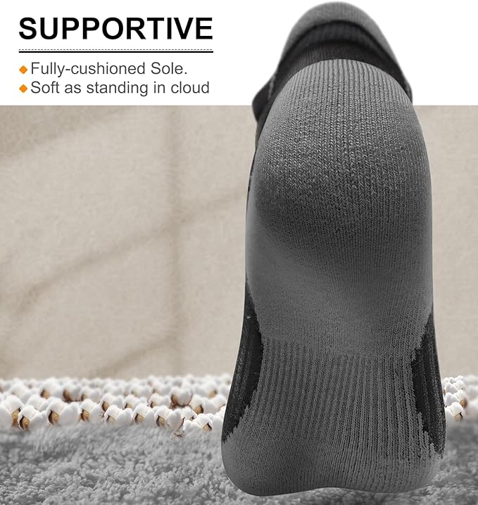BULLIANT Men Running Socks,Active Ankle Socks No Show For Men With Cushioned Footbed Arch Support Breathable Wicking