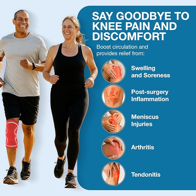 UFlex Athletics Knee Brace for Men and Women Knee Compression Sleeve Support for Arthritis Joint Pain Relief, Workout, Swelling, Sports, Circulation, Running, Recovery Support for ACL & Meniscus Tear