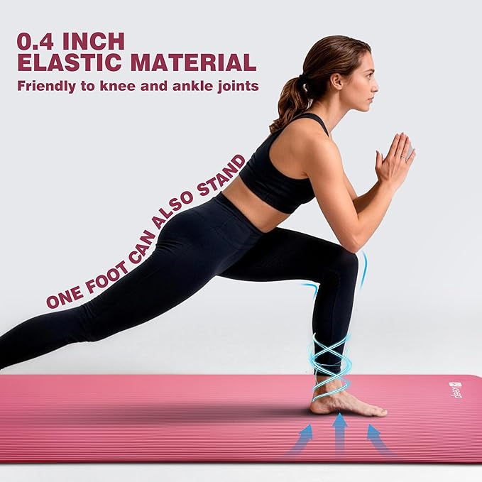 KEEP Extra Thick NBR Yoga Mat for Women & Men, 10mm Thick, 72”x24” Large Exercise Mat with Non-Slip Workout Mat for Yoga, Pilates, Stretching, Meditation – Wide & Cushioned Fitness Mat