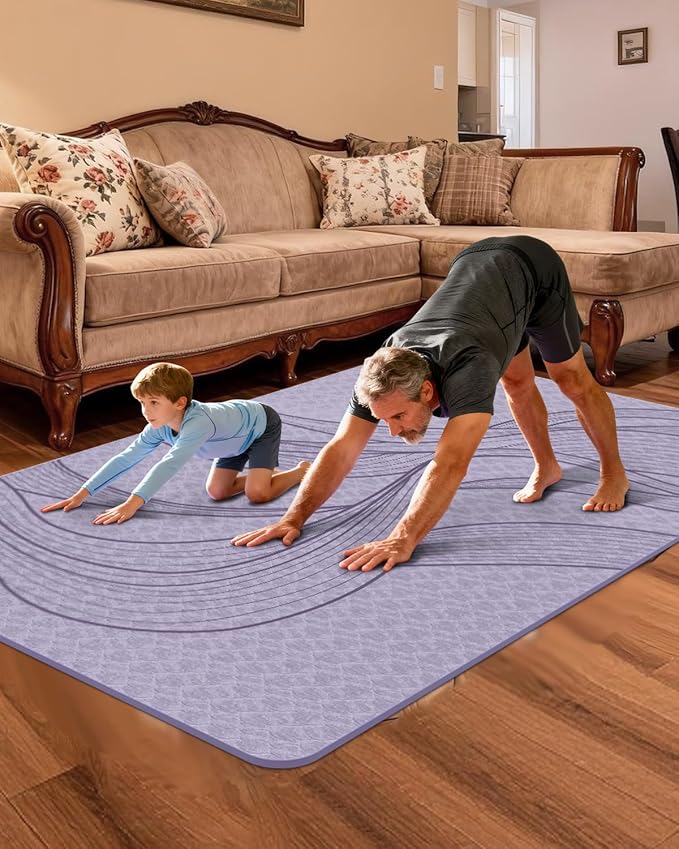 Large Yoga Mat (75.5"x47.6"x0.4"）Extra Wide & Thick 10mm, Non-Slip Exercise Mat, High-Density TPE Mat for Yoga Pilates & Home Gym Workouts