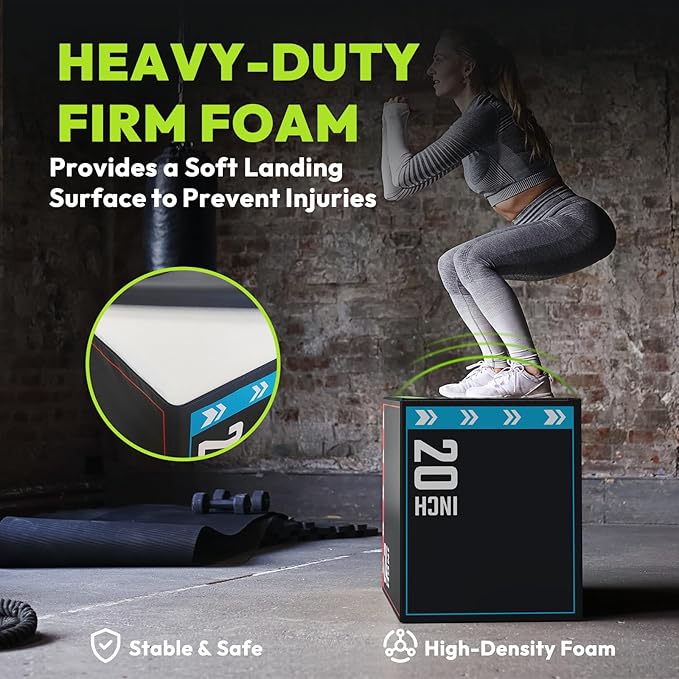 HANDBODE 3-in-1 Plyometric Box, Jumping Exercise Equipment Trainer with Non-Slip Surface for Workout Training, Pro-Duty HIIT Exercise Foam Plyo Box, Home Gym