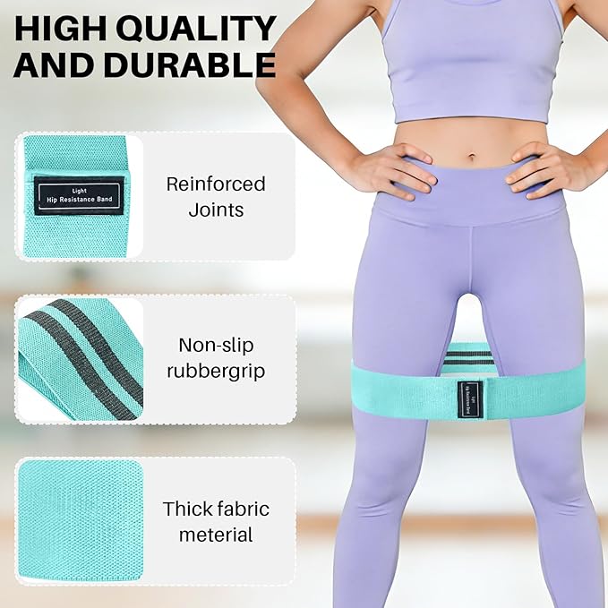 12 PCS Fabric Resistance Bands for Working Out, Booty Bands for Women and Men, Exercise Bands for Legs and Hip,Elastic Stretch Bands for Exercise Yoga Pilates Fitness Home Workout