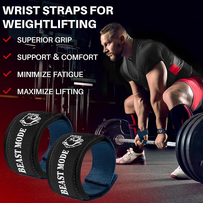 TECEUM Lifting Straps for Weightlifting Gym Strength Training - Wrist Straps with Neoprene Padded Cotton - Men & Women – Ideal for Powerlifting, Bodybuilding & Deadlifts