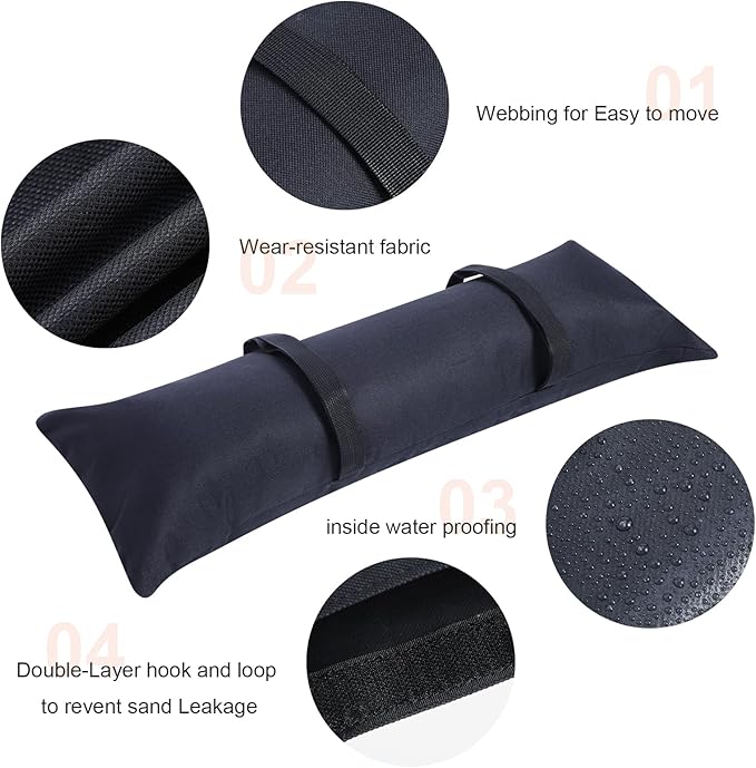 200 LBS Umbrella Base Weight Sandbags, 4 Pack Fillable Heavy Duty Weighted Sand Bags Weatherproof for Umbrella Base Cantilever Patio Umbrella Trampoline Garden Outdoor Furniture