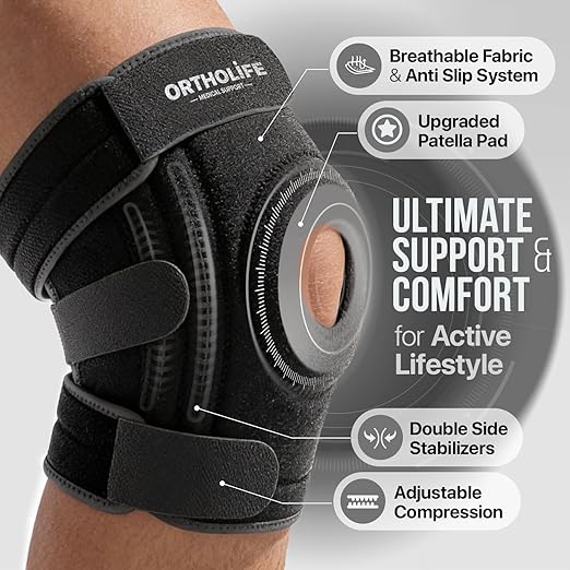 Knee Brace for Women and Men – Knee Compression Sleeve for Meniscus Tear, ACL, Arthritis Pain Relief, Patella Pad & Side Stabilizers – Please Check How To Size Video (Gray, XXL)