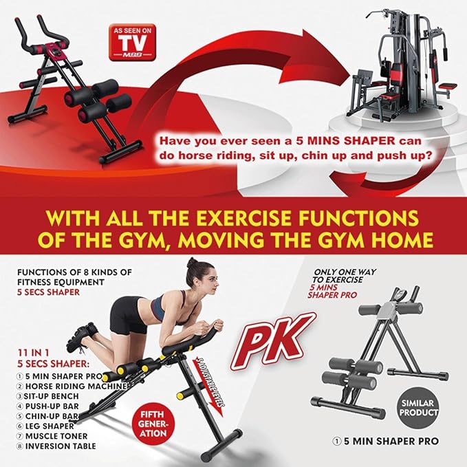 Foldable Ab Workout Machine for Home Gym – Adjustable Core & Waist Trainer for Women, Full Body Abdominal Exercise Equipment with Resistance Bands & LCD Display