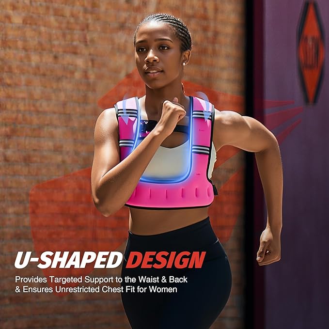 ZELUS Weighted Vest for Women Men, 6/8/12/16/20LB U-Shaped Ergonomic for Even Weight Distribution, Odorless Workout Vest with SGS Certification, Arm Pocket & Back Mesh Pouch for Training & Running