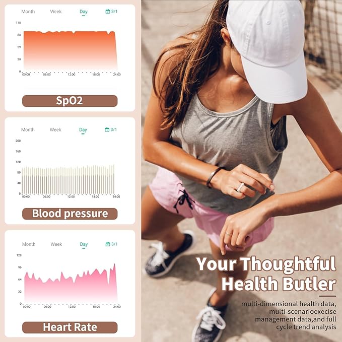 Smart Ring for Women-Men,Tracks Heart Rate, Sleep, SpO2, HRV. 128 Sports Modes, IP68 Waterproof, Gesture Control, No Subscription, iOS & Android Compatible (9)