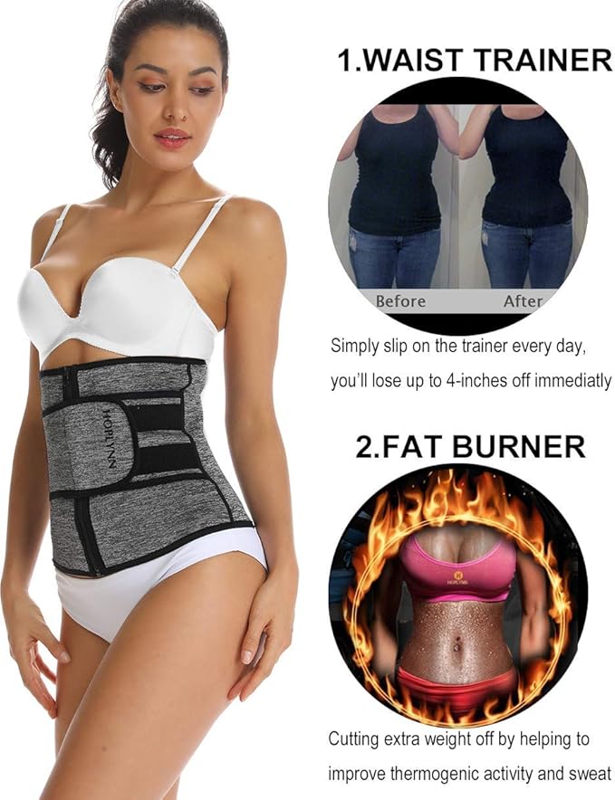 HOPLYNN Neoprene Sweat Waist Trainer Corset Trimmer Shaper Belt for Women