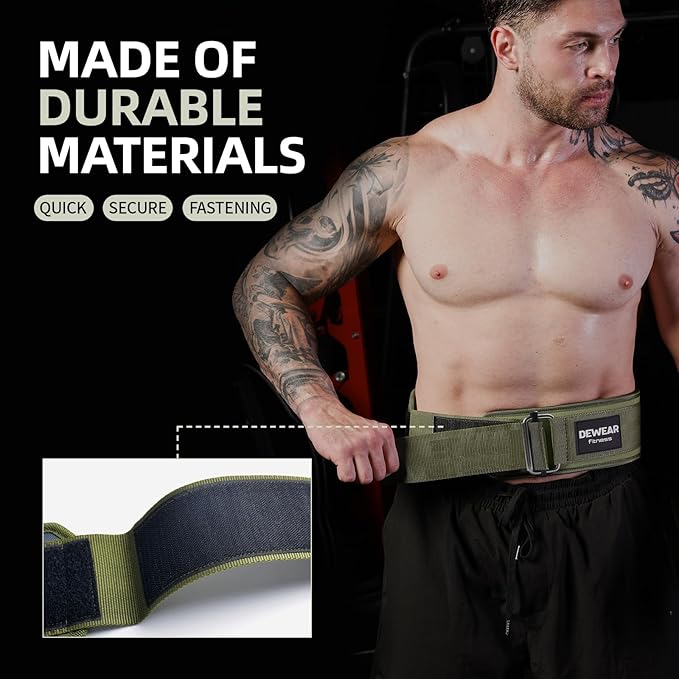 Durable Weight Lifting Belt, 4'' Wide Gym Belt for Bodybuilding, Powerlifting, Squats, Deadlift - Provides Lumbar Support & Stability for Men & Women