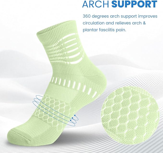 IRAMY Ankle Compression Socks for Women Men Plantar Fasciitis Relief 3/5 Pairs Cushioned Athletic Running Socks
