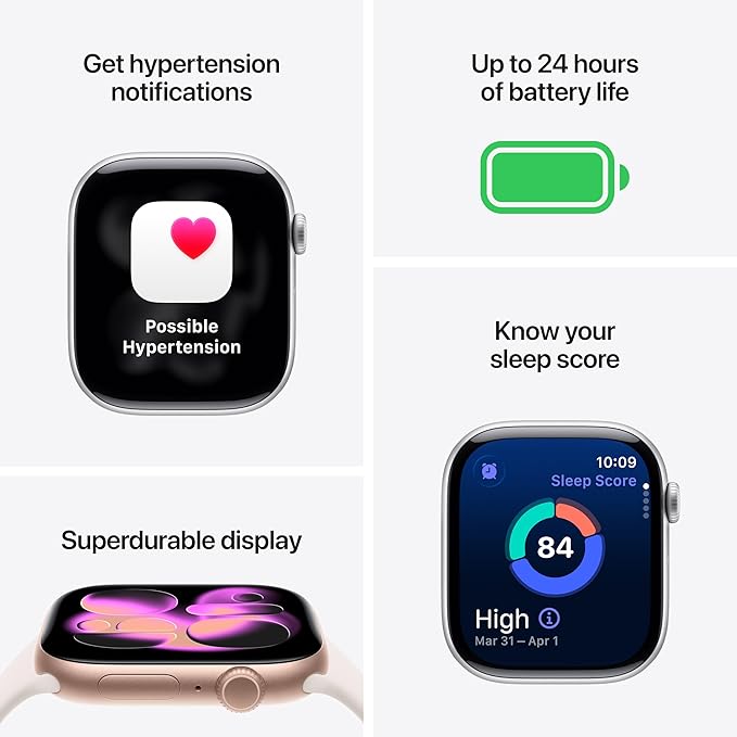 Apple Watch Series 11 [GPS 42mm] Smartwatch with Space Grey Aluminium Case with Black Sport Band - S/M. Sleep Score, Fitness Tracker, Health Monitoring with AppleCare+ (2 Years)
