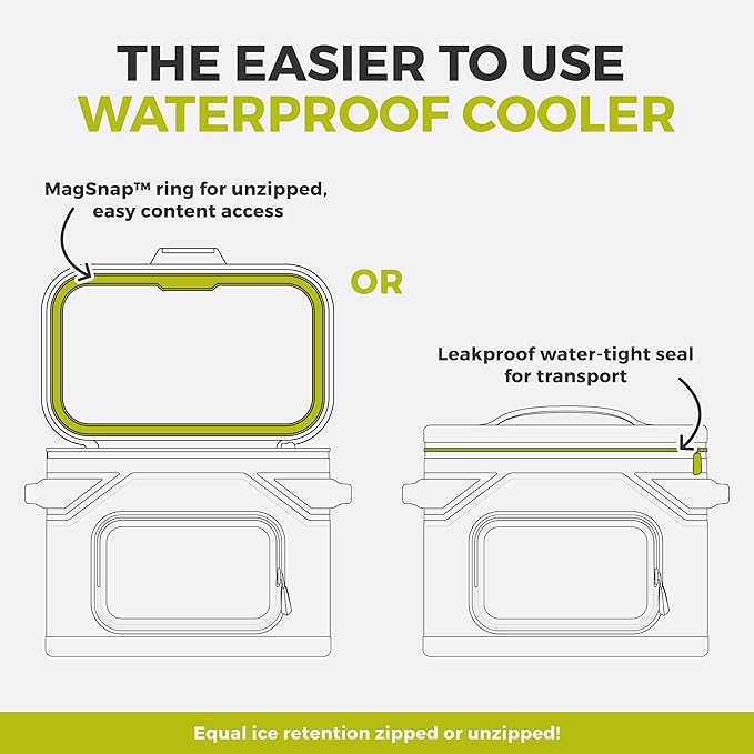 CORE Magnetic Leak Proof Soft Cooler with Waterproof Zipper | Insulated Bag Portable Ice Chest Box | Best Soft Cooler for Food & Beverages for Tailgating, Car Camping, Travel, and Family Beach Picnics
