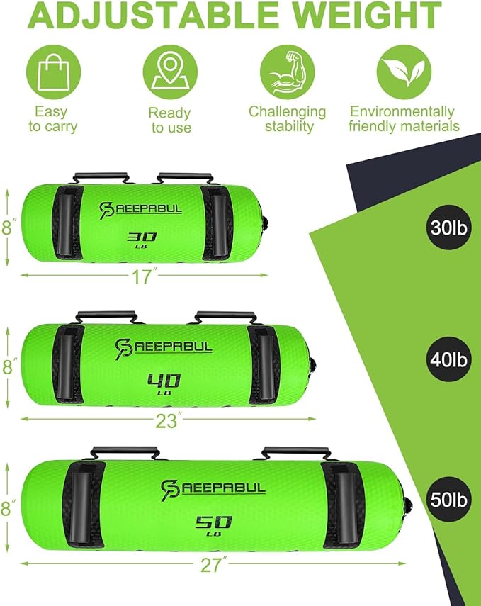 Aqua Bags for Workout 5-45lbs - Ultimate Core Water Weights Aqua Bag - Portable Stability Fitness -Stability, Core and Balance Training - Portable Fitness Equipment - Includes Three Bags