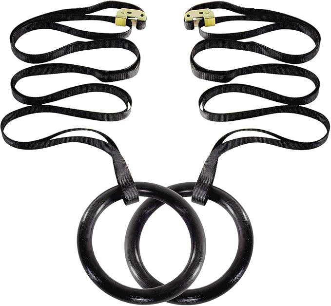ProsourceFit Fitness Gymnastics Rings with Straps for Total Body Conditioning at Home