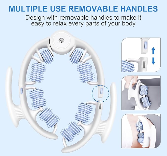 KESHWELL Cellulite Massage Roller,Muscle Massage Roller, Cellulite Remove Massager,Manual Massage Stick with Detachable Rollers for Leg,Neck,Back, Arm,Thigh.Blue