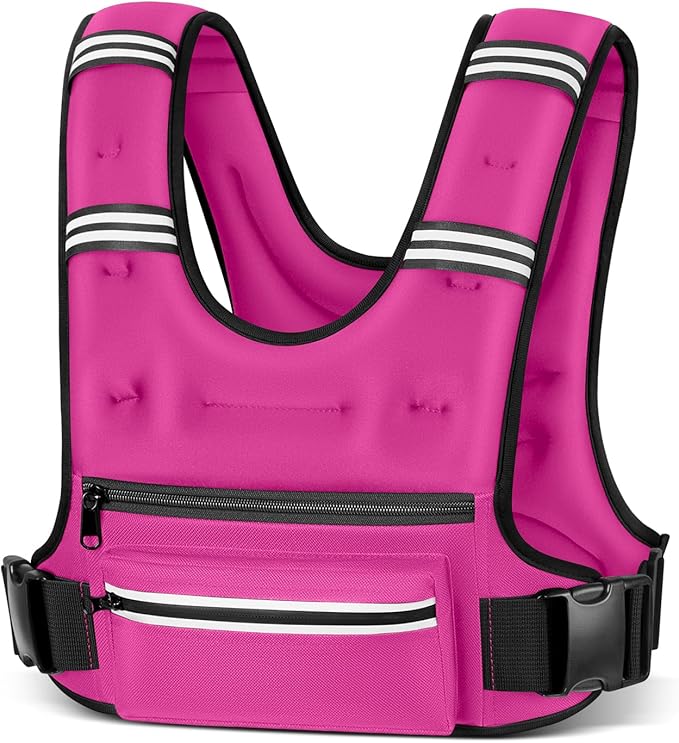 Weighted Vests for Women Men, 8 12 16 20 lb Weighted Vest with Storage Pockets, Rucking Vest with Reflective Stripe, Adjustable Straps Weight Vest for Running, Walking, Workout, Training