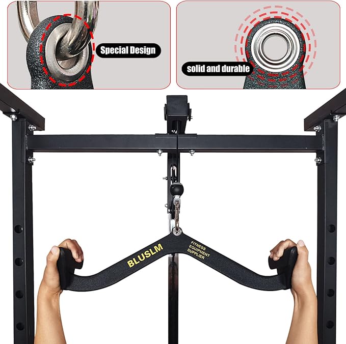 LAT Pull Down Bar for Cable Machine, LAT Pulldown Attachments T-bar V-bar Cable Attachment for Gym, Back Tricep Strength Training Handle