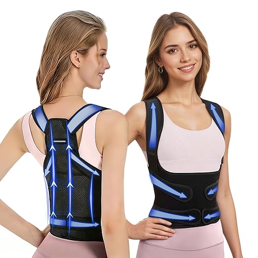 Posture Corrector for Women & Men,2-in-1 Back Brace with Shoulder Support, Adjustable Full Back Straightener for Upper & Lower Back Pain Relief, Hunchback,Scoliosis & Spine Alignment
