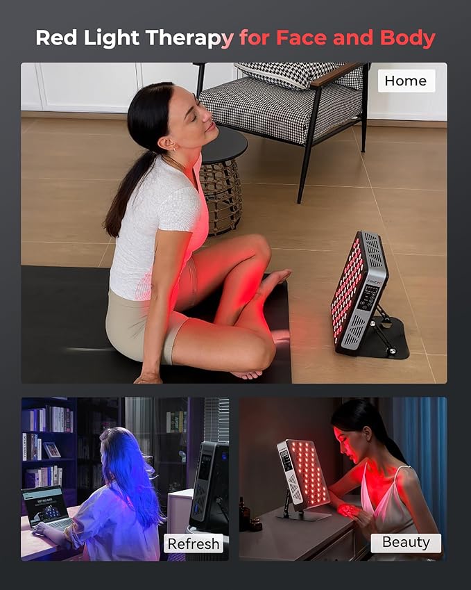 Red Light Therapy for Body Face, 3+4 Chips 7 Wavements 460nm-880nm Red Light Panel with 4 Modes, Dimmable & Timer, Blue Lights Infrared Light Therapy for Home Office Gym, Elite 78 LEDs