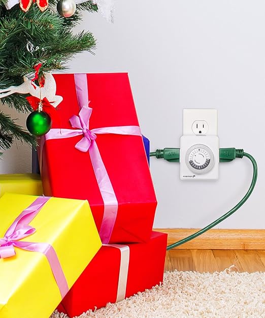 Fosmon 24-Hour Dual Timers Outlets for Electrical Outlets, Plug in Light Timer Programmable Indoor, Electric Plug for Lamp, Reptile, Grow and Christmas Light, Grounded, 3 Prong/15A/1875W