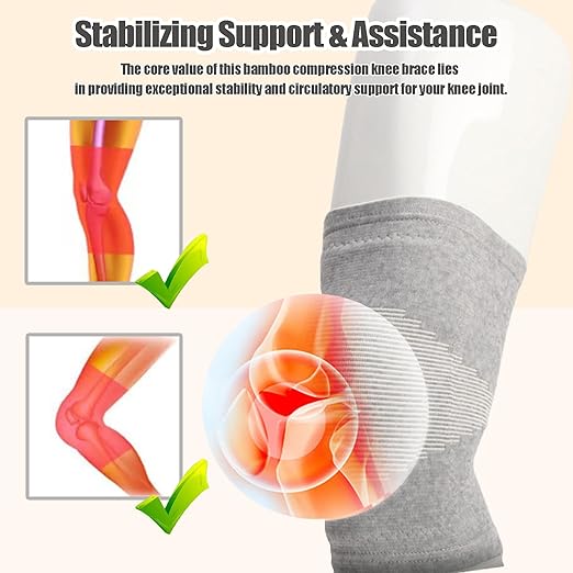 Bamboo Charcoal Compression Knee Sleeve - 2 Pairs Elastic Warm Knee Brace for Men and Women - Compression Knee Pads for Arthritis (Black+Gray, X-Large)