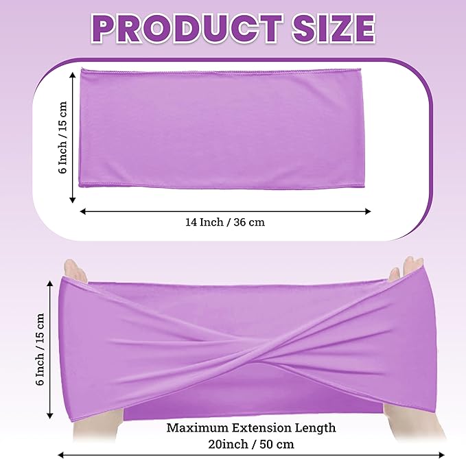 MDS Pack of 50 Spandex Chair Sashes Bows Elastic Stretch Dining Chair Bands Ties Without Slider Buckle Universal fits for Wedding Baby Shower Birthday Party Banquet Event Decoration - Light Purple