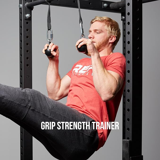 REP Fitness Cannonball Grips | Pull Up & Grip Strength Trainer for Cable Machines, Power Racks & Home Gyms : Includes Carabiner and 3" or 5" Straps Options | Forearm, Wrist & Hand Exerciser