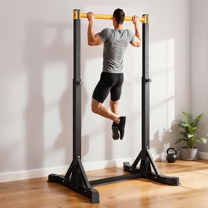 VEVOR Pull Up Bar, 330LBS Capacity Portable Pullup Bar Station, Pullup Bars Free Standing with H-Frame Structure & Heavy-Duty Steel Tube, 8 Level Height Adjustment Gravity Fitness for Arms Back Chest