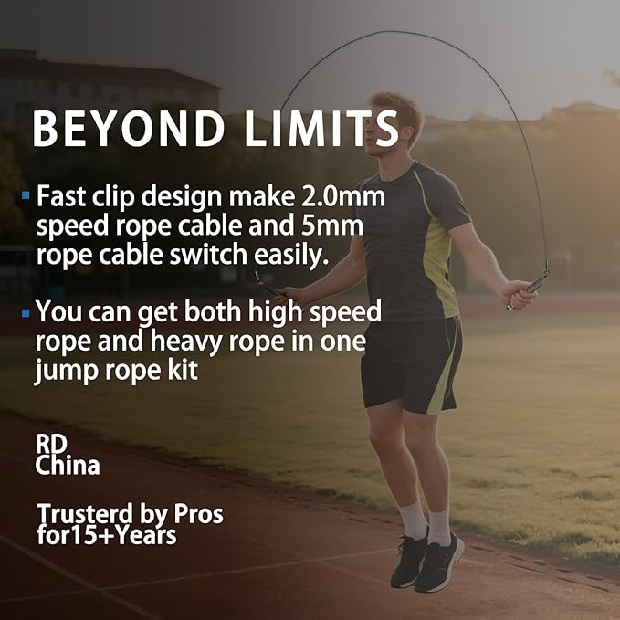 DIY Adjustable Weight Jump Rope (0.4LB /0.5LB/0.7LB) with Fast Clip,10ft Adjustable PVC+Steel Wire Rope for Tennis/Crossfit/Weight Loss/Home Gym/Workouts/Fitness - Black