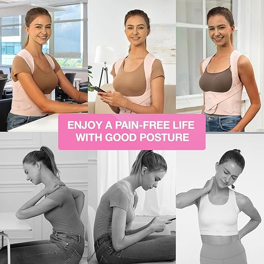 SHAPERKY Posture Corrector for Women for Support: Back Brace for Full Back Support - Adjustable Shoulder Straightener for Women and Men (Large)