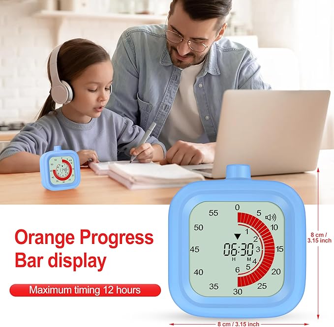 Digital Visual Timer for Kids 12hours Countdown countup Kitchen Timer Student Timer Gym Timer (Black)