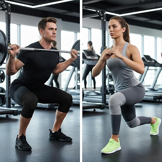 Bamboo Charcoal Compression Knee Sleeve for Runners & Arthritis - Elastic, Breathable Knee Support Pads with Warmth & Odor Control (Gray+Black) (Large)