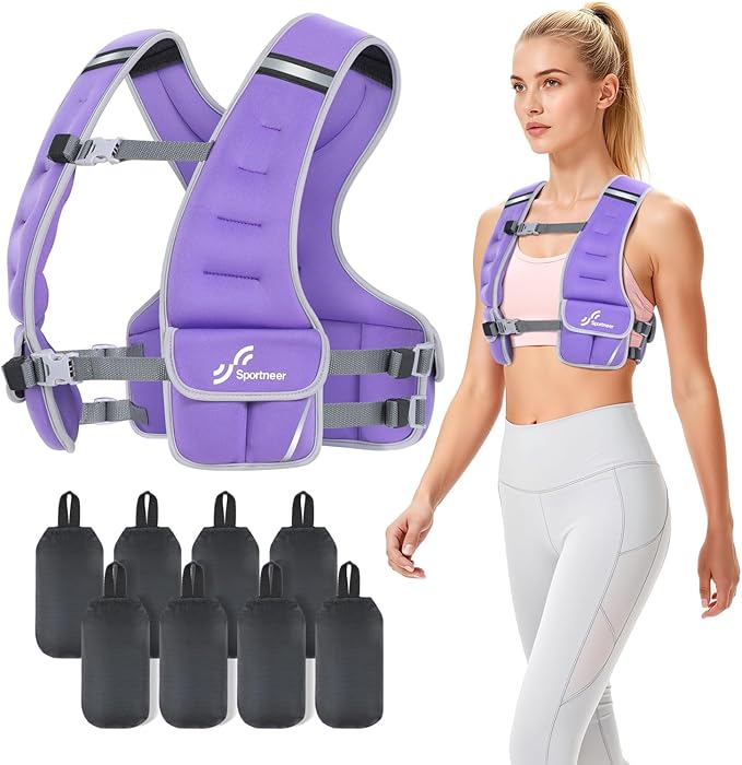 Sportneer Adjustable Weighted Vest Woman: 6-10lb/10-18lb Weighted Walking Vest for Women with 4/8 Weight Packs Fast Adjust Comfortable Weight Vest for Home Gym Burn Calories Strength Training Vests