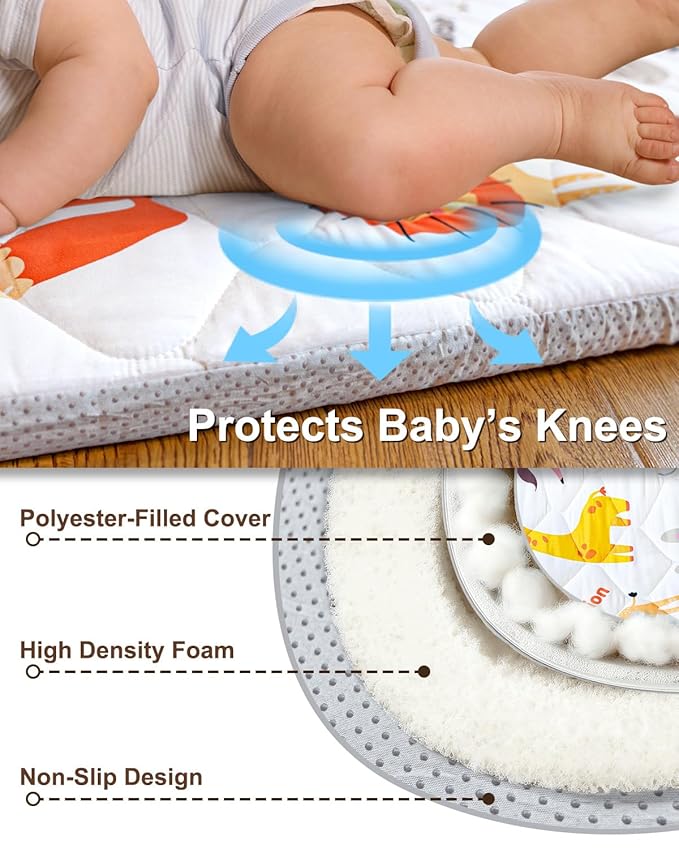 Foam Baby Play Mat 71x59, Removable and Machine Washable Cover, Thicken Cushioning Playmat and Perfect for Playpen, Non-Slip Bottom, Easy to Clean for Infants, Toddlers & Babies(Animal)
