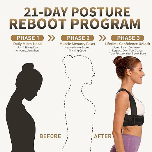 WNIEYO Posture Corrector for Women and Men Back Brace for Women Back Straightener for Effective Lower Back Pain Relief, Scoliosis, and Better Posture Support(L)