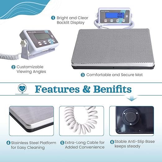 Extra Wide Medical Digital Body Weight Scale - 440 lb/200 kg Capacity, High Accuracy, Heavy Duty Portable Bathroom Scale, Easy to Read, Ideal for Office Wrestling Home, Hospital, Gym & Bariatric Use