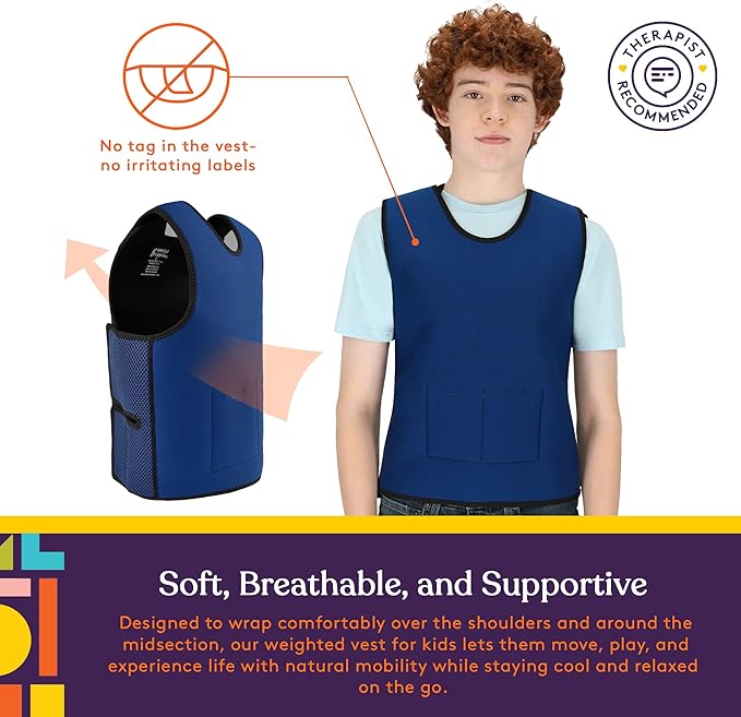 Special Supplies Weighted Sensory Compression Vest for Kids with Adjustable Weight Fit