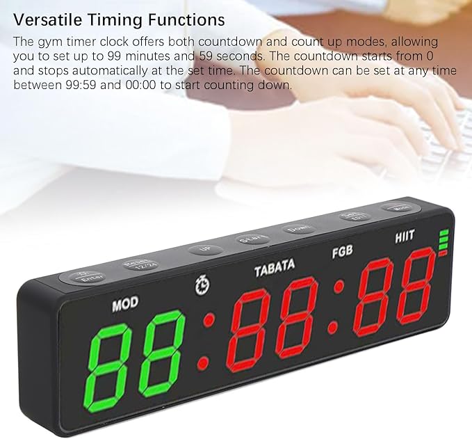 Gym Timer, Magnetic Gym Timer Clock, 1000mAh Rechargeable Workout Interval Fitness Digital Timer with Stopwatch for Home Garage Boxing