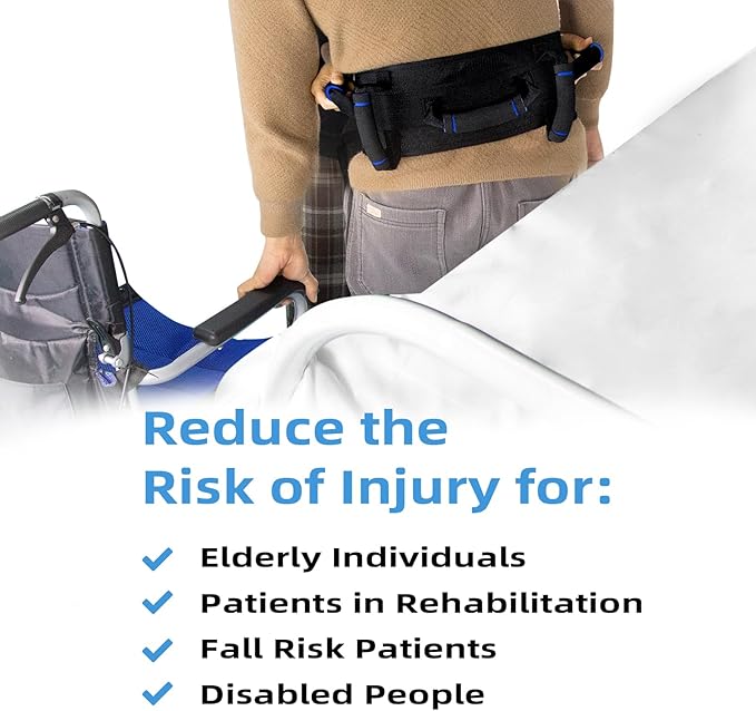 Gait Belt Transfer Belt for Seniors, Gate Belt for Elderly Lift Belts for Physical Therapy with Quick Release Anti-Slip Function Standing Aids & Support for Elderly Handicap Patient Care (5 Handles)