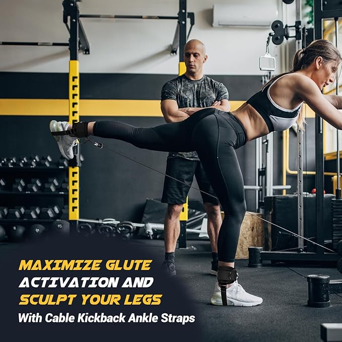 nooncrazy Ankle Straps for Dumbbell and Cable Machine, Dumbbell Foot Attachment with Longer Stronger Nylon Strap, Tibialis Trainer, Leg Extensions, Hamstring Curls for Women and Men