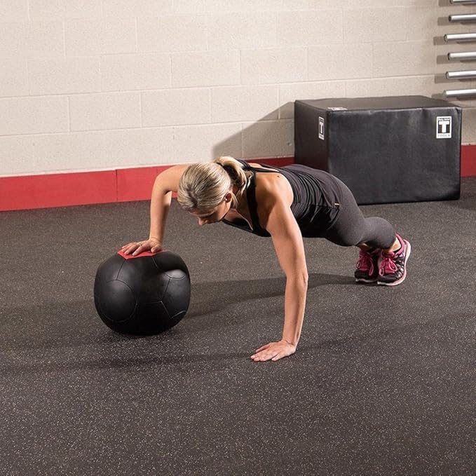 Body-Solid Tools (BSTSMB) Soft Shell Medicine Ball – Non Bouncing Wall Balls for Strength Training, Weight Loss Workout, Core Exercise and Home Gym Fitness, Black, 6-30lbs Weight