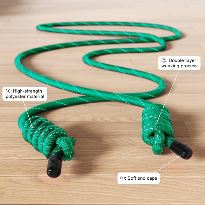 Flow Rope Exercise Jump Rope For Fitness, Working Out, Flow with 9 Ft Adjustable Double Woven Workout Rope For Men, Women, Beginners' Training – Indoor & Outdoor Cardio