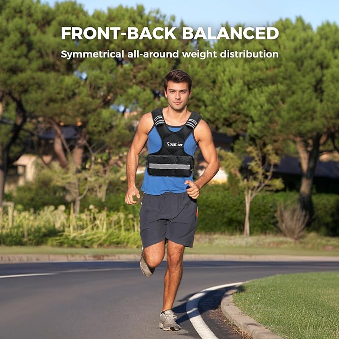 Adjustable Weighted Vest for Men and Women,4-10lb/11-20lb Vest with 6 Ironsand Weights,with Reflective Stripe,for Strength Training, Running, Fitness, Walking