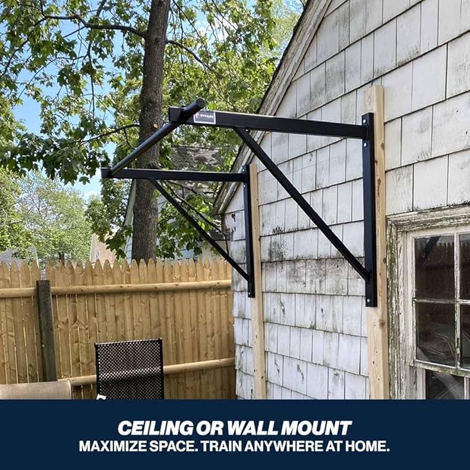 Titan Fitness Ceiling & Wall-Mount Pull-Up Bar, 52" Long x 32mm Smooth Grip, 500 LB Capacity, Home & Garage Gym Chin-Up & Upper Body Training Station