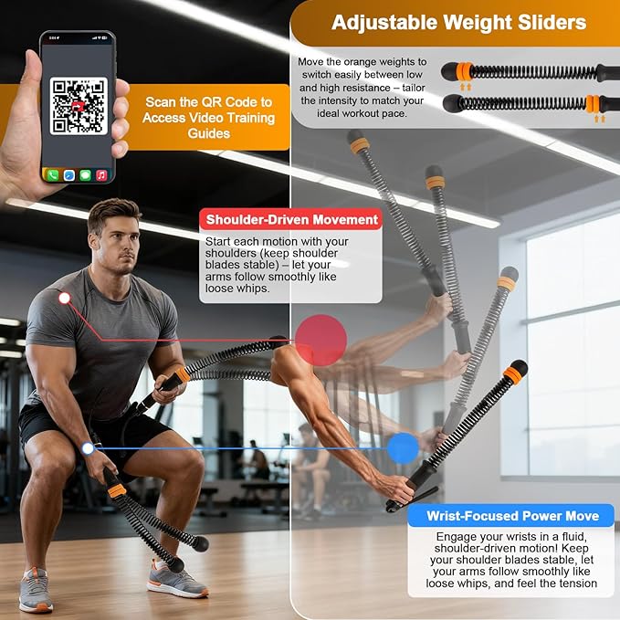 Portable Ropeless Battle Ropes, Adjustable Weights Cordless Battle Ropes for Home Gym with Storage Bag, Weighted Exercise Equipment for Low-Impact Workout, Strength & HIIT, for Men & Women (Black)