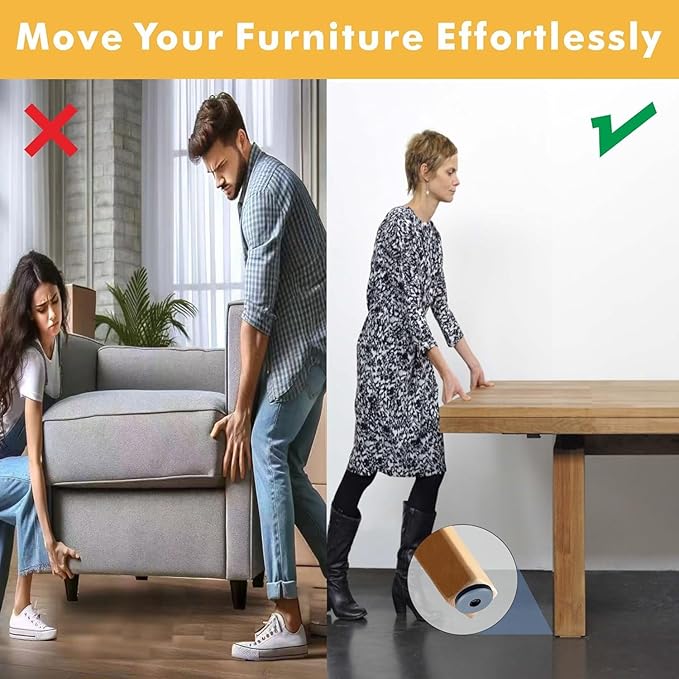 20PCS 7/8" Furniture Sliders, Chair Leg Floor Protectors for Carpeted & Hardwood Floors, Furniture Feet Floor Protectors for Wooden Furniture Legs,Chair Sliders for Wood Floors
