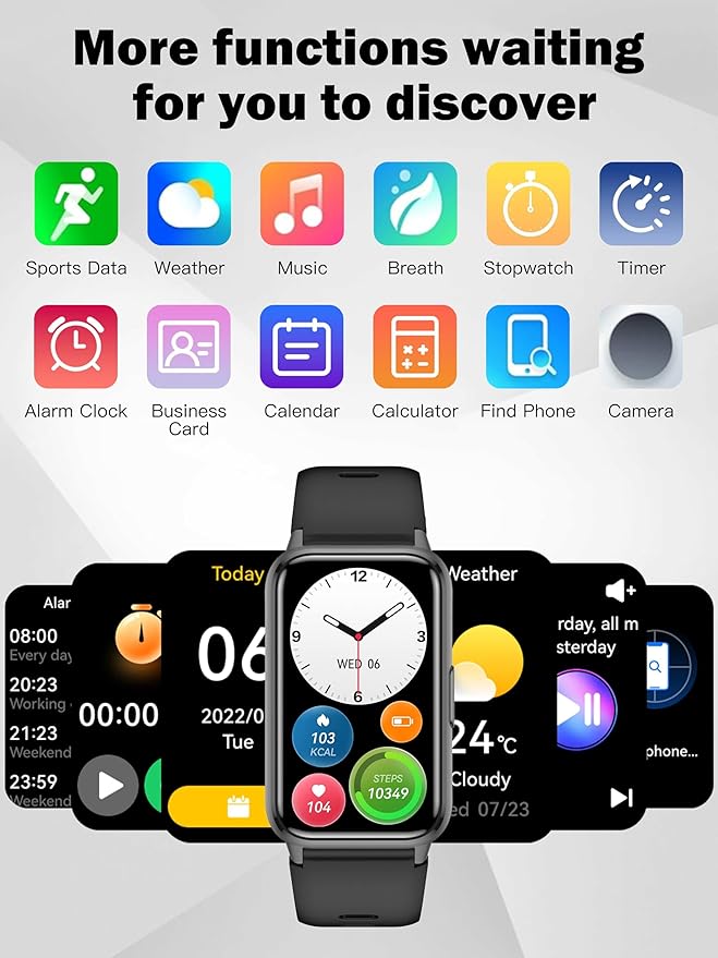 KPEP AMOLED Fitness Watches for Women Men with Stress Blood Oxygen Heart Rate Monitor Sleep Tracking 110+ Sport Modes Fitness Tracker Watch Calorie Counter Step Tracker IP68 Waterproof for Andriod iOS