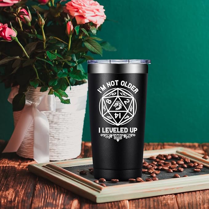 Dungeons Dragons Gifts for Men, Women - DND, D&D, DM Lovers Gifts - Dungeon Master Gift - I'm Not Older I Leveled Up Tumbler Cup 20 oz